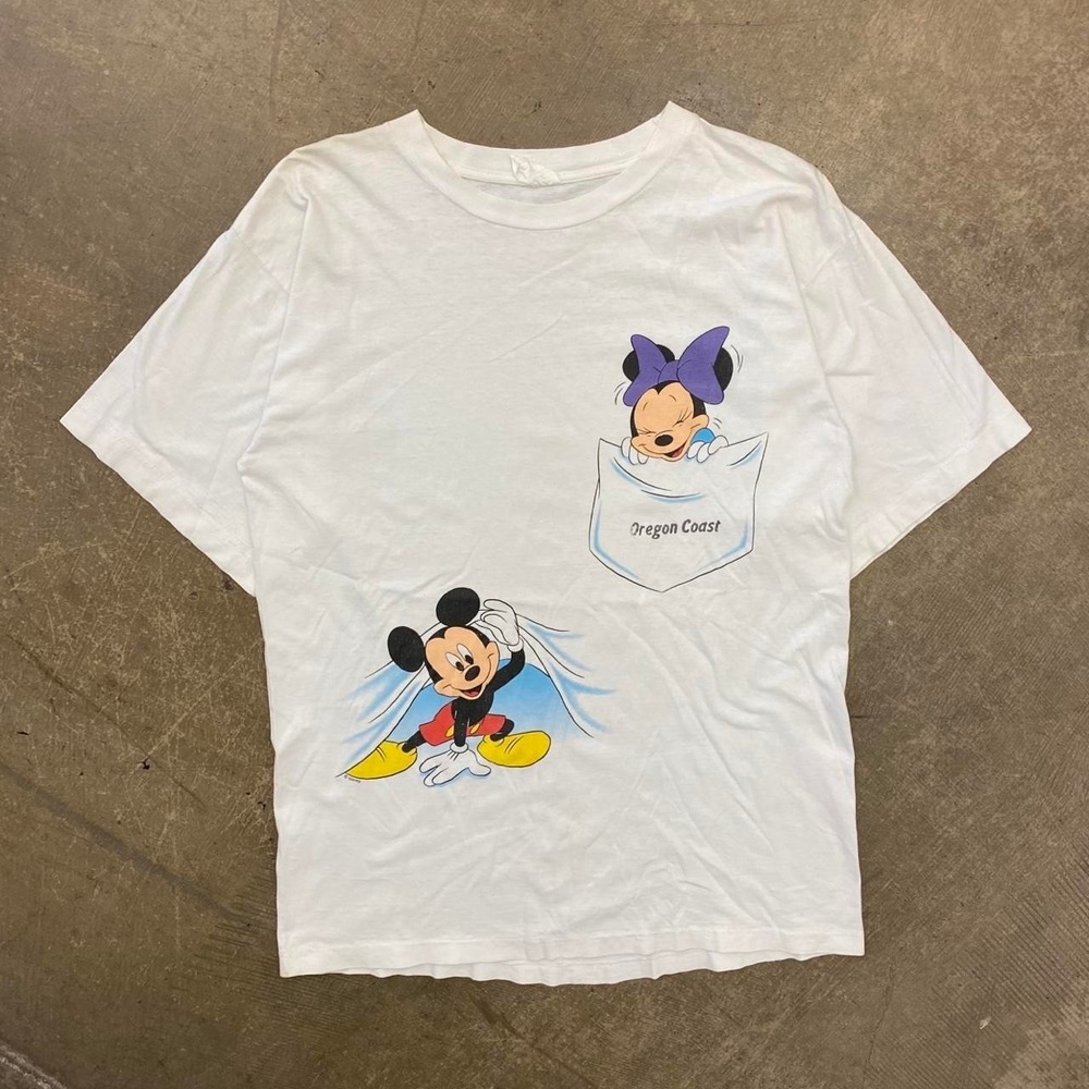 Vintage Disney Mickey & Minnie Mouse Oregon Coast Pocket Tee 90s T-Shirt Large